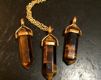 Tigers Eye Necklace gold - Tigers Eye Pendant - healing crystal necklace - Tigers Eye Stone - Tigers Eye Jewelry - Tigers Eye Crystal