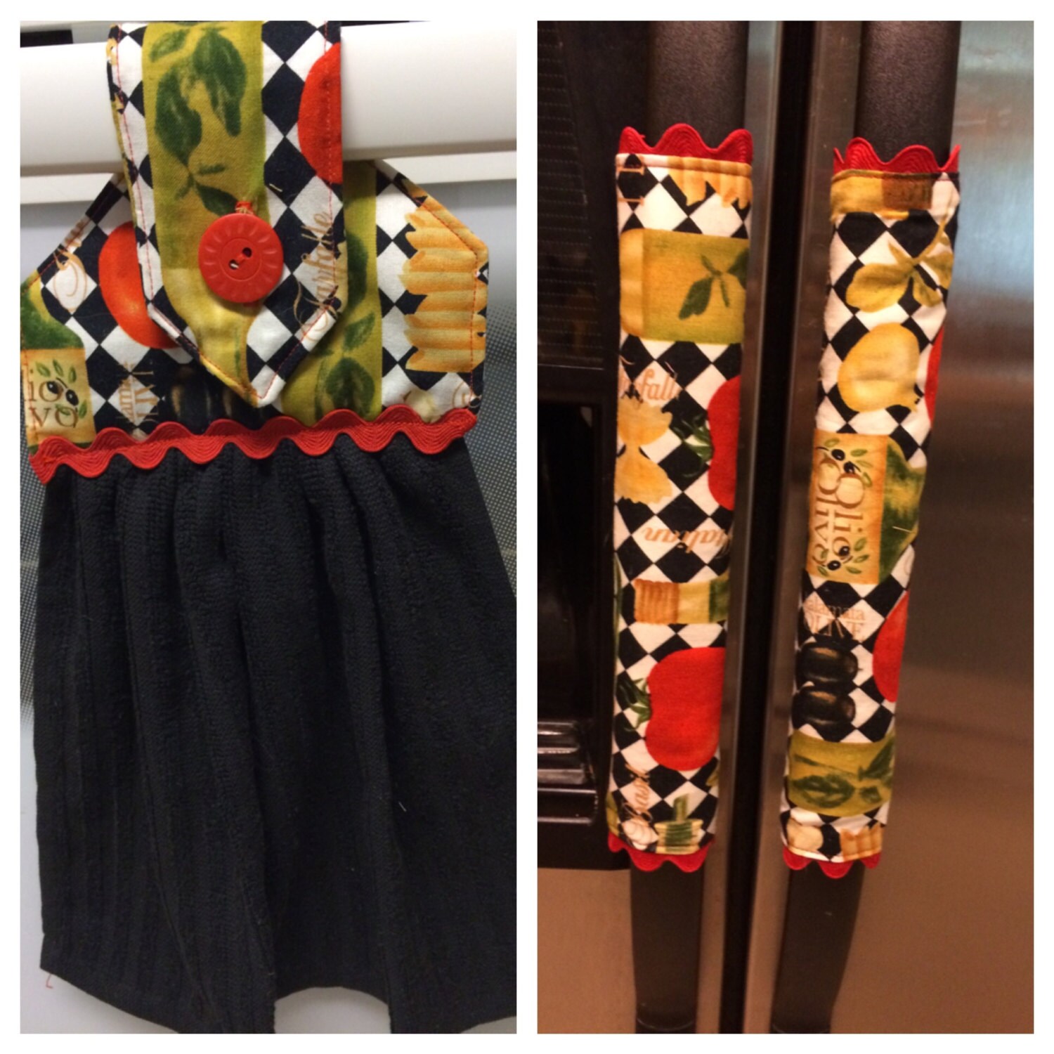 Set of kitchen towel and fridge handle covers by Madeseamlessly