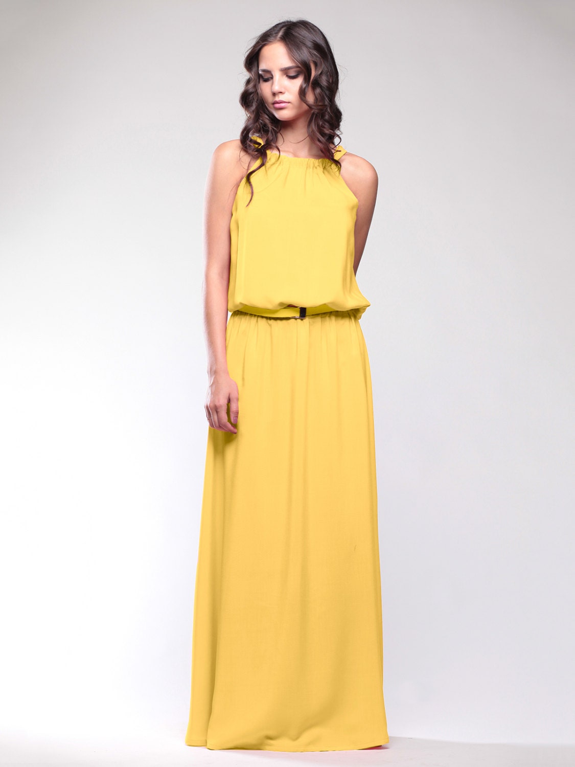 Yellow dress Long dress Elegant dress Summer by Annaclothing