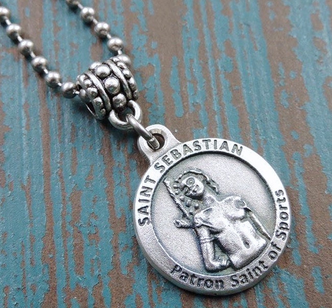 Patron St of Athletes St Sebastian Pewter Soccer by DeDesBoutique