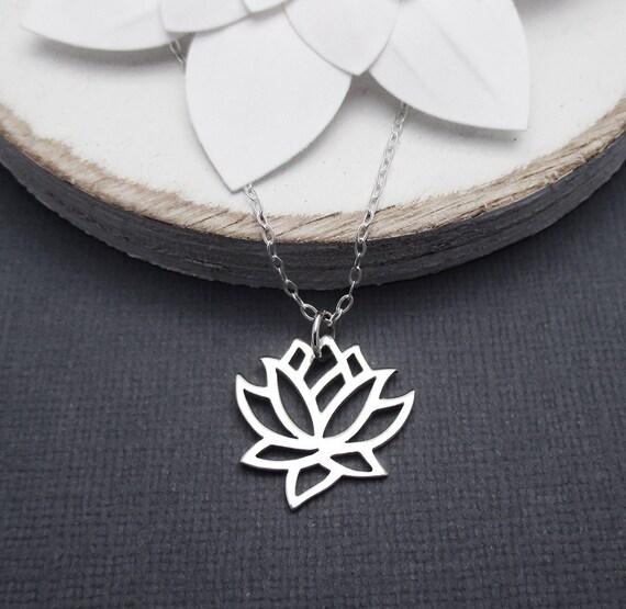 Lotus Necklace Sterling Silver Lotus Charm by themoonflowerstudio