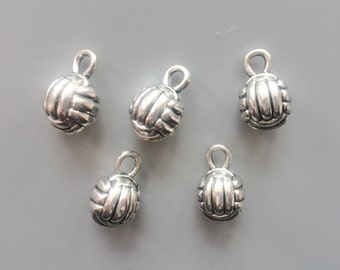 5/10/20 Pcs 3D volleyball charms - tibetan silver - 15mm x 9mm - tibet silver charm -antique silver ball pendant - small ball charm 314