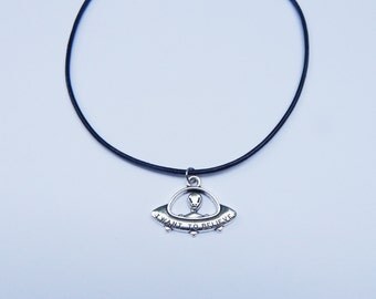 Alien Choker, Alien Necklace, Alien Choker Necklace, I Want To Believe Necklace, UFO Necklace, Space Jewelry, Alien Space Ship, Flash Sale!