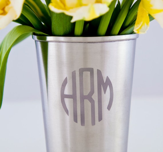 Monogram Mint Julep Cup Stainless Steel Cup by MorningFogStudios