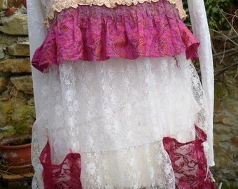 tunic style apron lace and very romantic felted silk