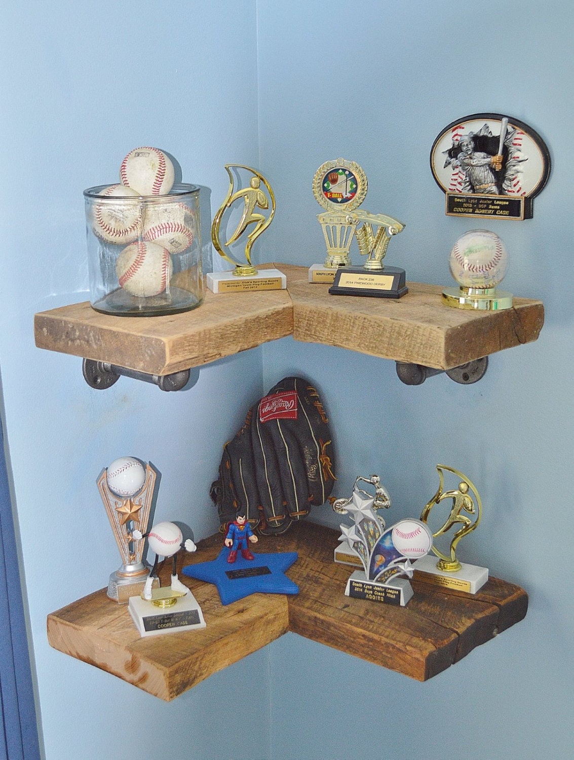 Reclaimed Barn Wood Corner Shelves by CaseConcepts2000 on Etsy