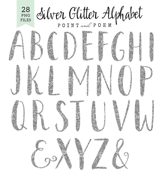 silver glitter alphabet clip arts letters cliparts hand