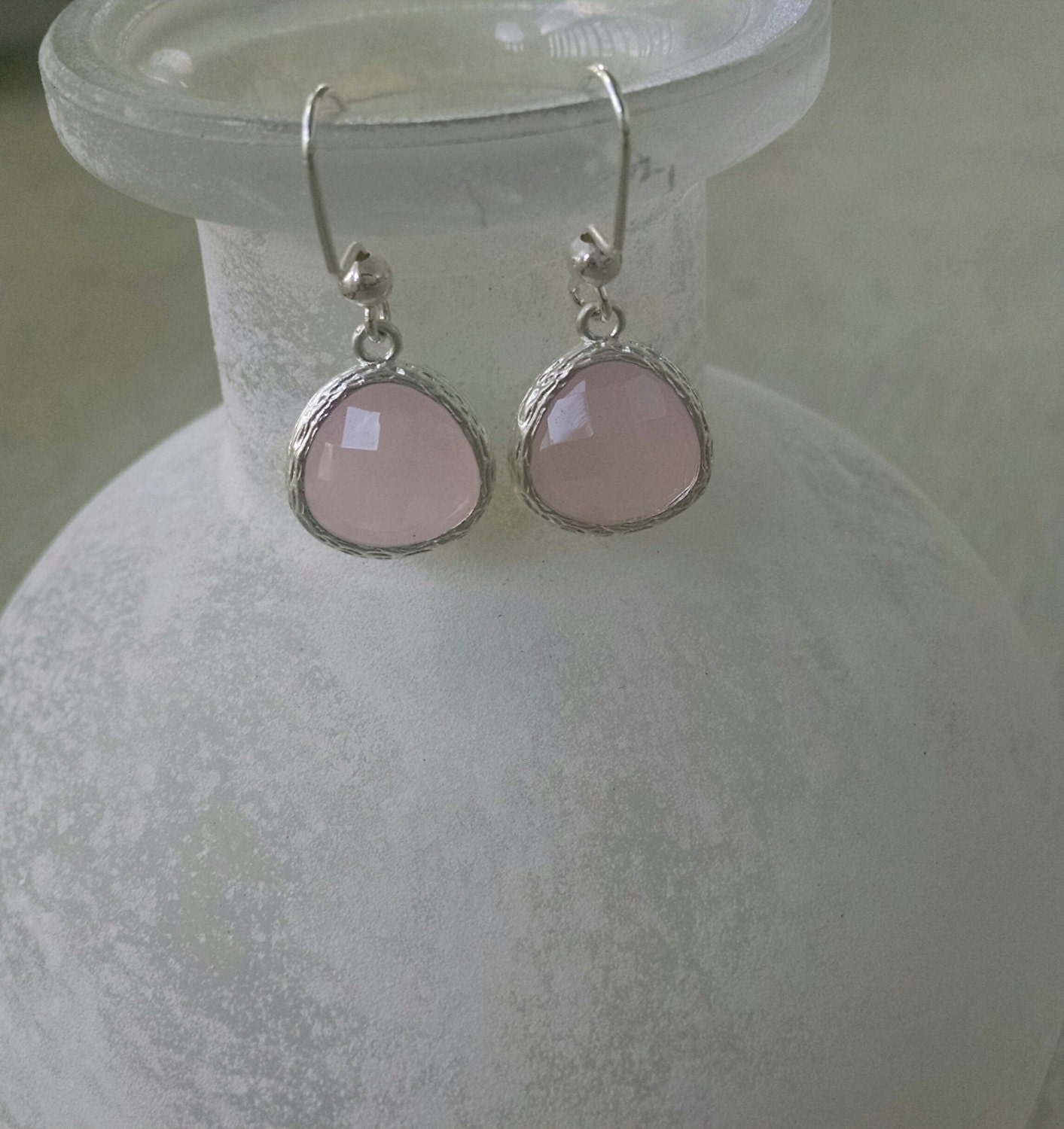 Pink Drop Earrings Pink Dangle Earrings by loveroxjewels on Etsy