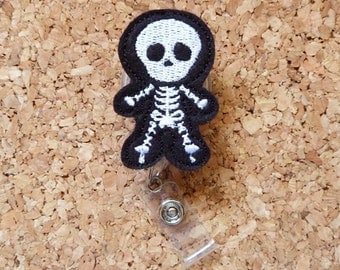Xray Badge Reel - SKELETON ID Radiology Badge Reel - Felt Badge Reel - Cute Badge Reel - Xray Technician - 389