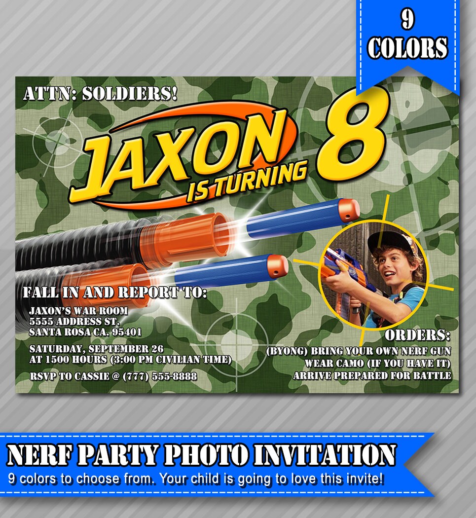 Nerf Party Invitations Nerf Wars Invitations by WolcottDesigns