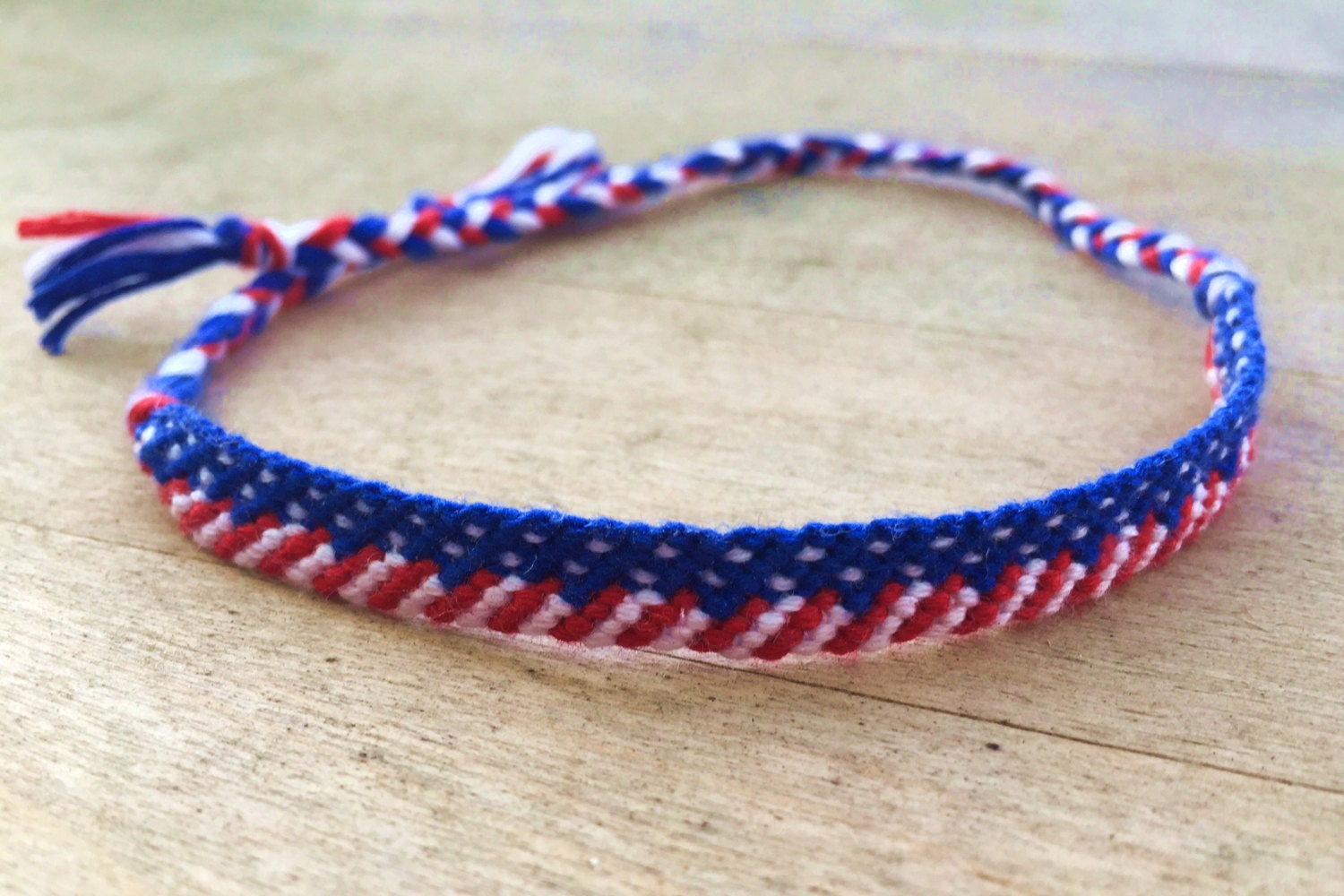 Handmade American Flag Bracelet Red White and Blue Friendship