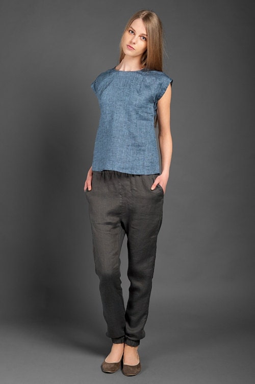 grey linen pants for women - Pi Pants