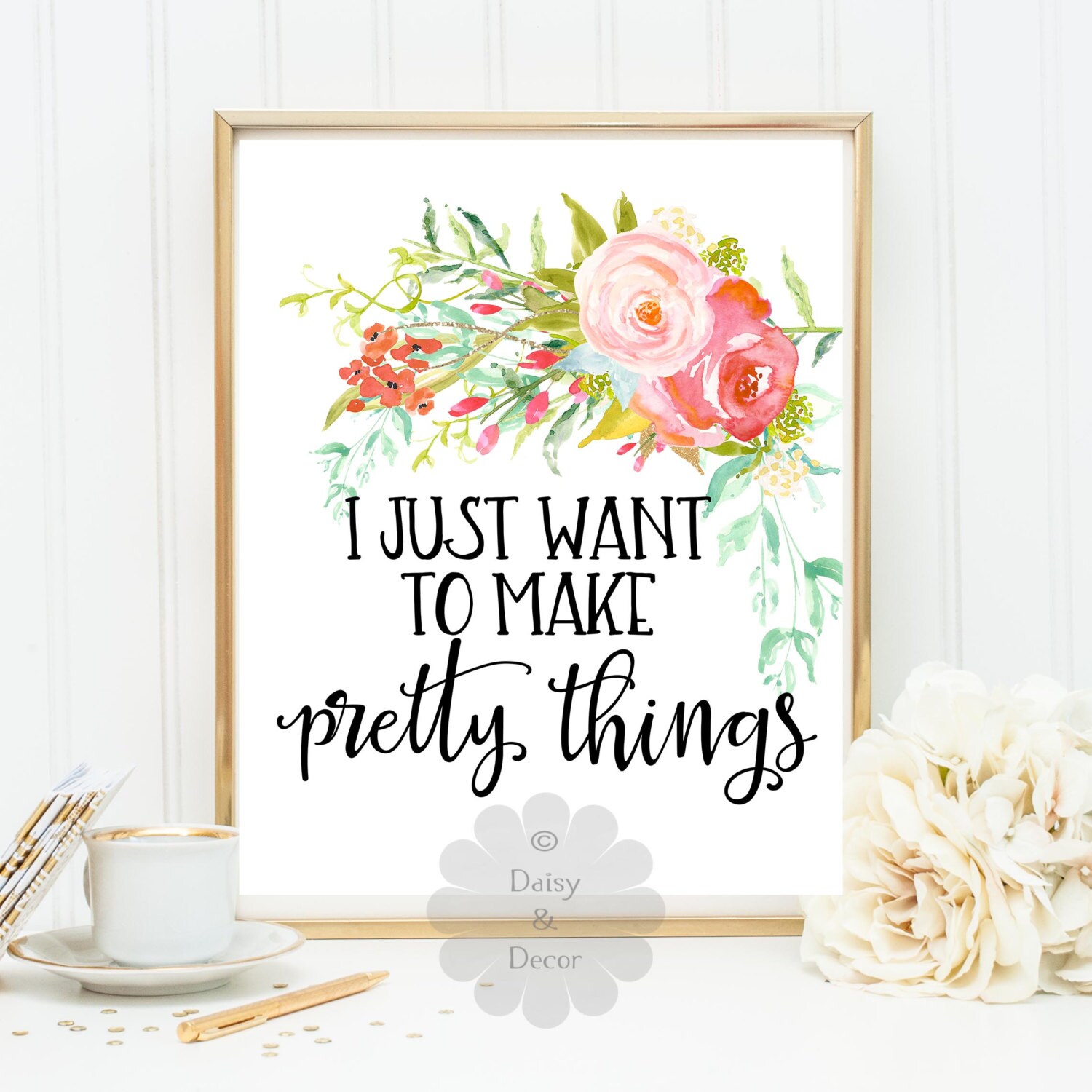 I just want to make pretty things floral modern art wall decor