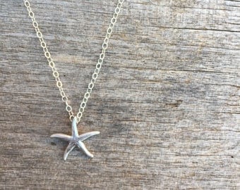 Silver Starfish Necklace - Silver Necklace -Beachy Necklace- Starfish Necklace - Beach Inspired Necklace - Simple Necklace