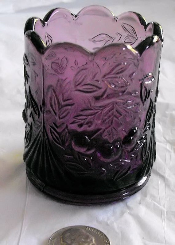 Very nice purple glass toothpick holder wreathed by 1kollector