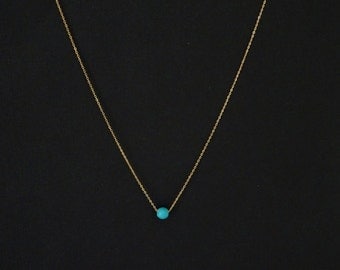 Turquoise Necklace, Dainty Bridesmaid Necklace, 14K Gold fill, Sterling silver. Rose gold fill, Simple everyday necklace