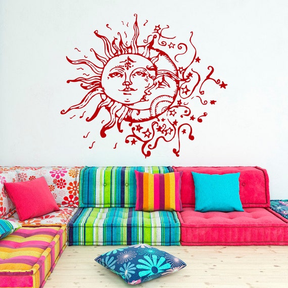 Sun And Moon Wall Decals Crescent Moon Sun And by FabWallDecals