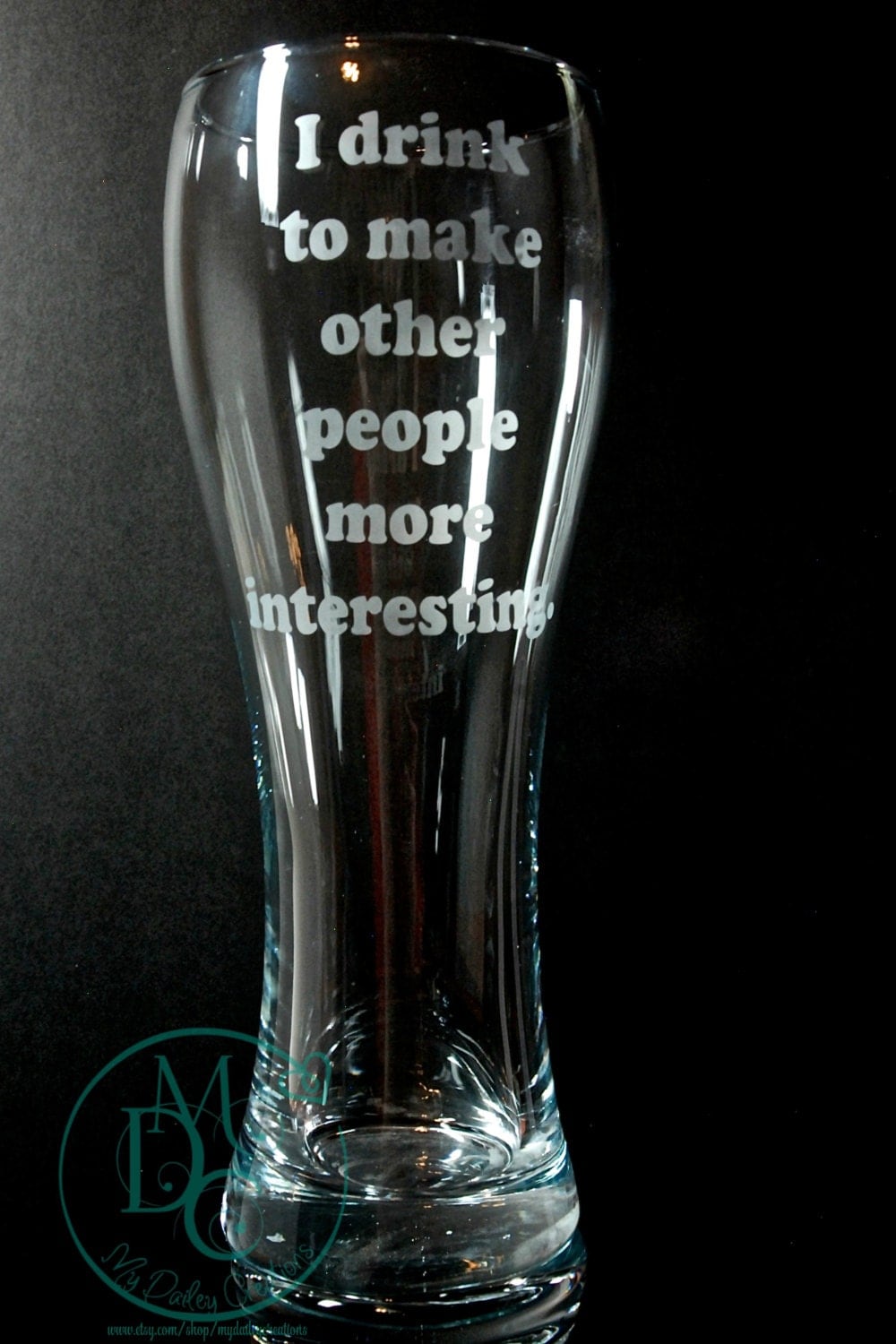 Glass Etched Large Pilsner Beer Glass With by MyDaileyCreations