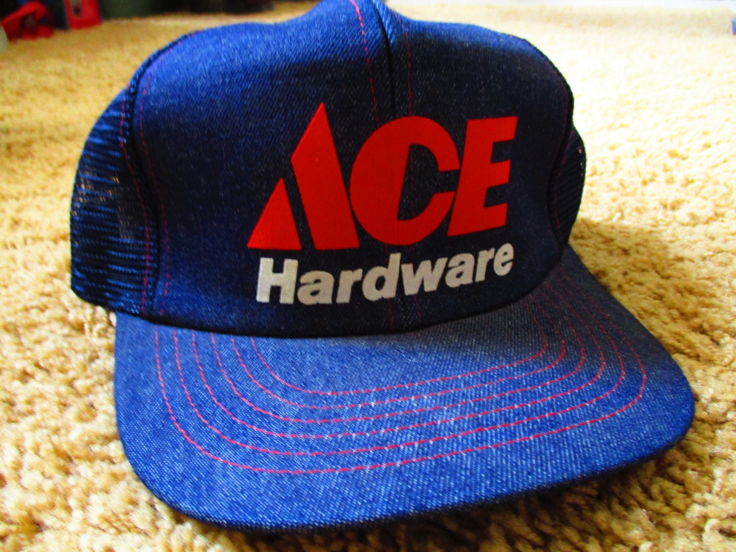 Vintage ACE Hardware Denim Trucker/Hipster Style Snapback Hat