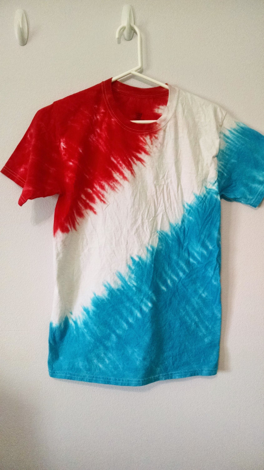 Adult Small Red White and Blue Tie Dye T-Shirt by KeeblyCreations