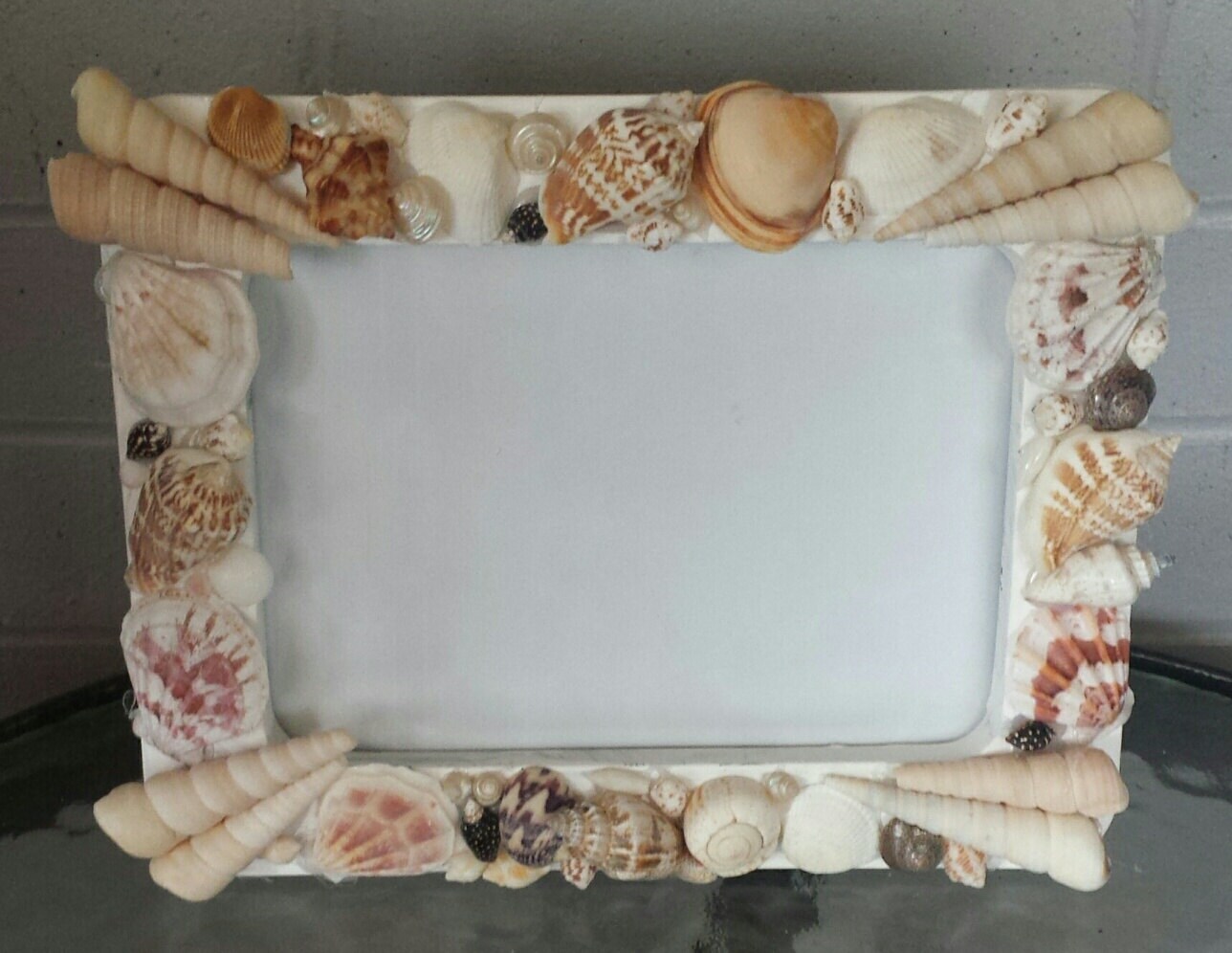 Seashell picture frame by 3LadybugCrafts on Etsy