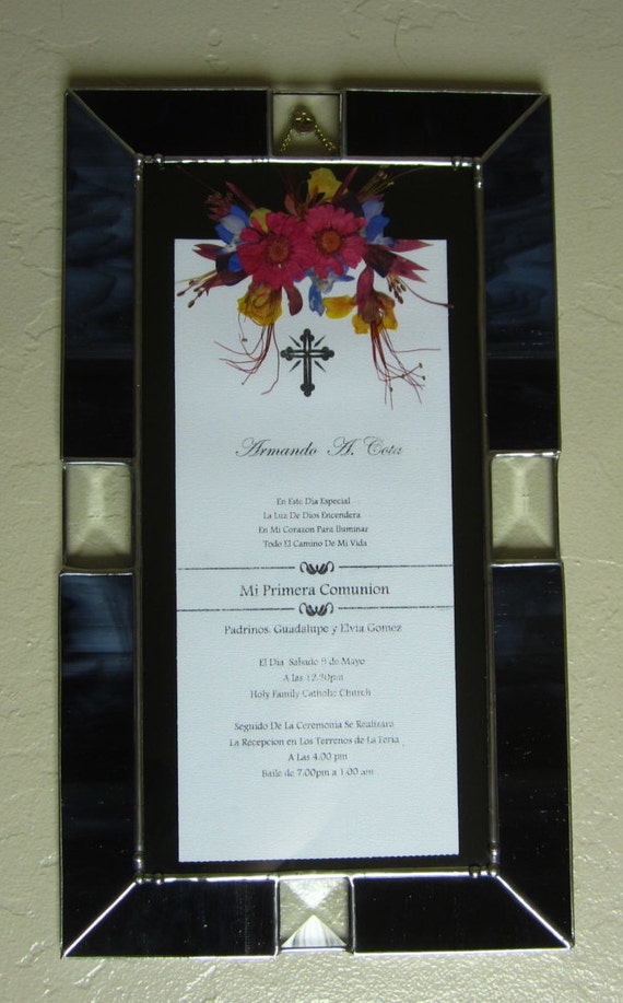 Stained Glass Custom Framed Wedding Invitation With Pressed 