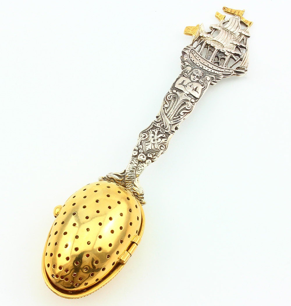 Silver Tea Strainer Tea Infuser Spoon with Ship
