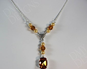 Vintage Elegance Necklace in Topaz Crystal