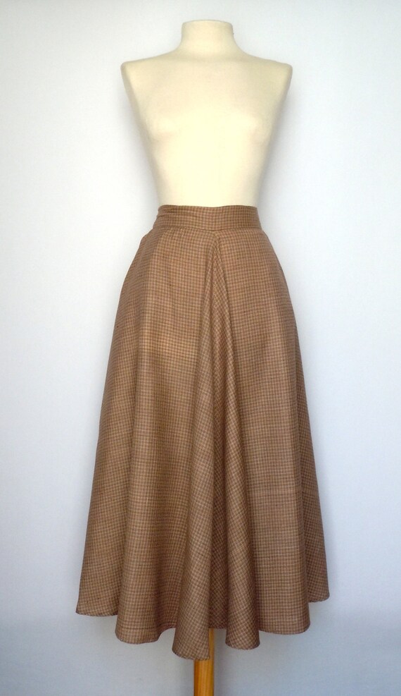 Vintage 70s Skirt Vintage Brown Skirt Houndstooth 70s