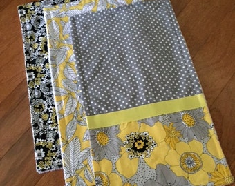 Yellow & Gray Burp Cloth Set