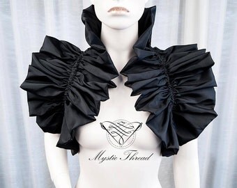 Black shiny taffeta shrug bolero-gothic bolero-victorian bolero-shrug bolero-ruffle bolero-victorian bolero-gothic bolero