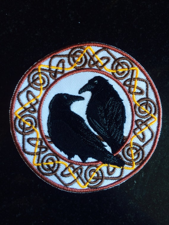 Hugin and Munin Odin's Ravens Norse Compass VikingPatch