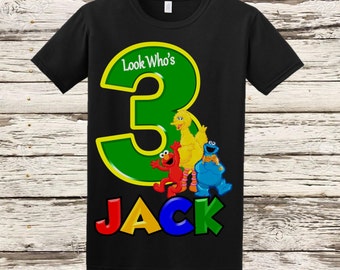 Sesame Street Birthday Shirt - Boy's Sesame Street Shirt - Black Shirt Available