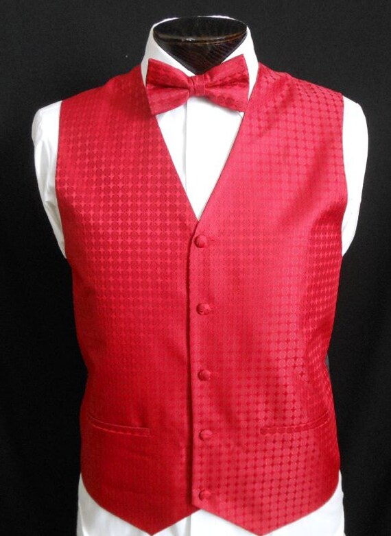 Vintage Men Button Front Scarlet Red Waistcoat Vest 90s Umo