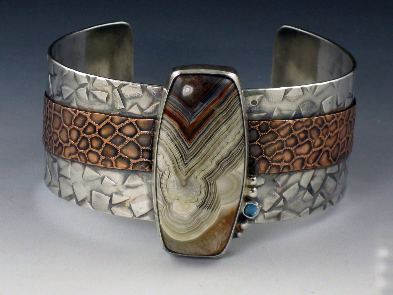 Crazy Lace Agate Cuff Bracelet mixed metal cuff bracelet