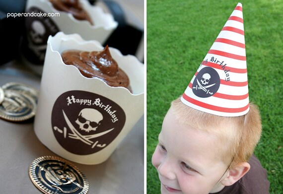 Pirate Birthday PRINTABLE Party Collection - You Customize EDITABLE TEXT >> Instant Download | Paper and Cake Il_570xn