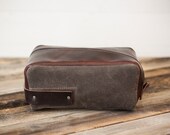 Leather and Waxed Canvas Toiletry Bag // large dopp kit by fullgive