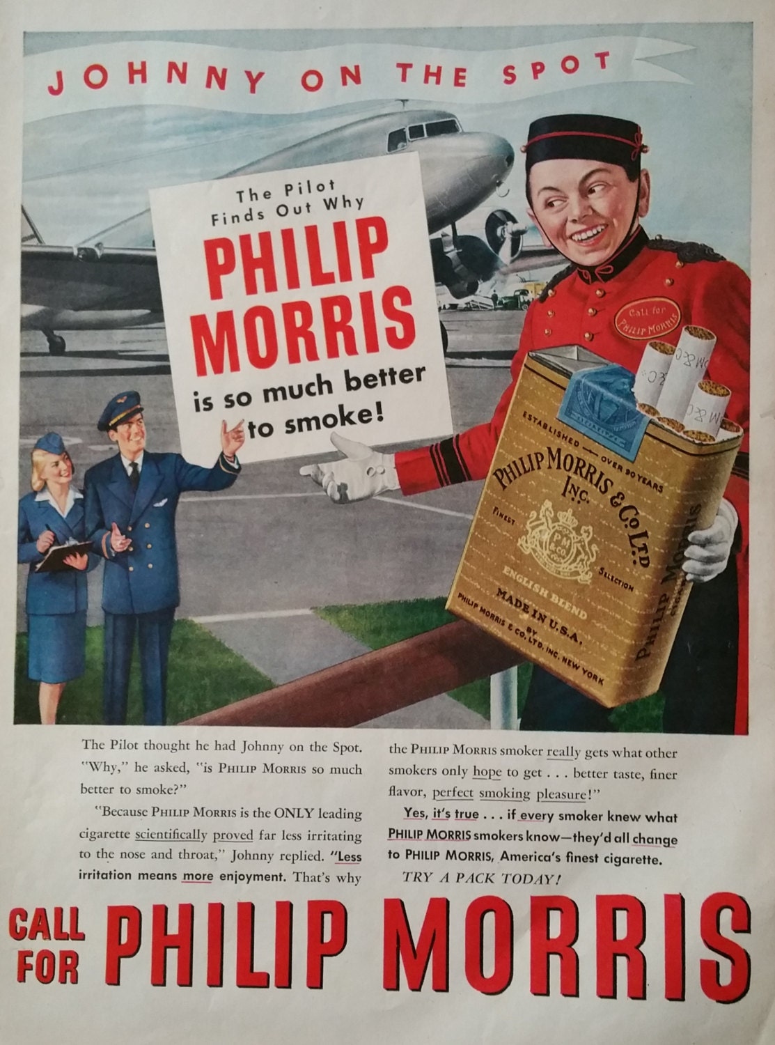 1947 Philip Morris Advertisement Cigarette Ads Print by Inkart