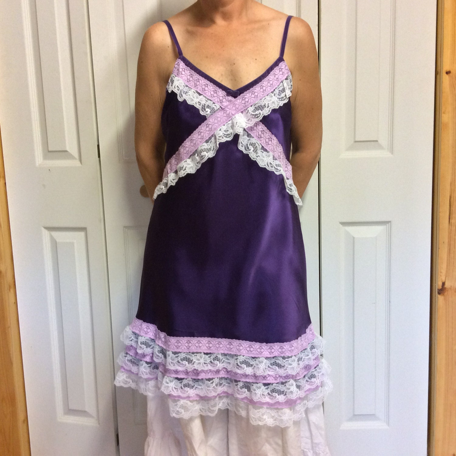 purple satin slip