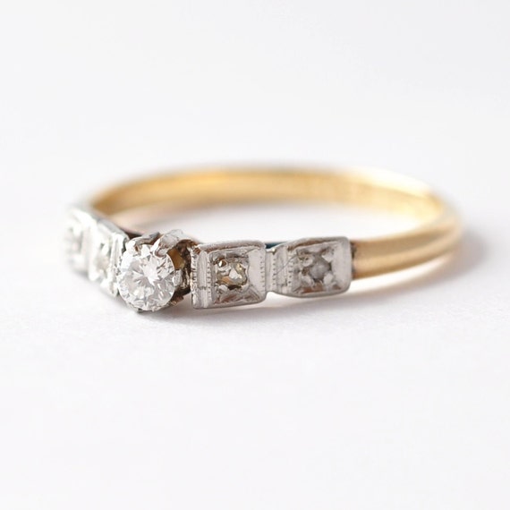 Engagement Rings For Women: 1930s Old Cut Diamonds 18k Yellow