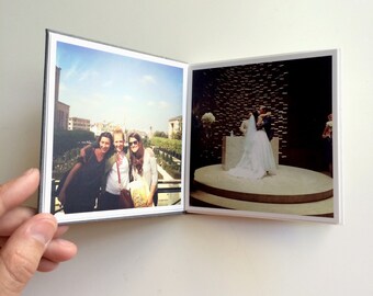 Dark Gray Accordion Book Mini Photo Album 4"x4" - Wedding Favors - Birthday Gift - Keepsake Album