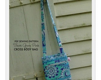 PDF PATTERN - Tower Grove Park - Cross Body Hipster - Concealed Zipper - Many Pockets - Adjustable Strap - Beaded Zipper Pull - Pleated Trim