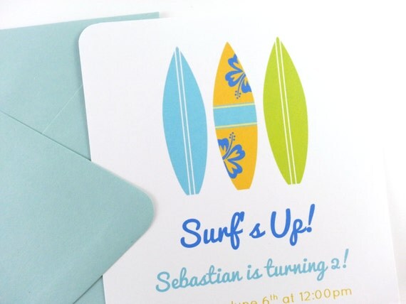 Surf Party Invitations Surf Birthday by DandelionKidsPartyCo