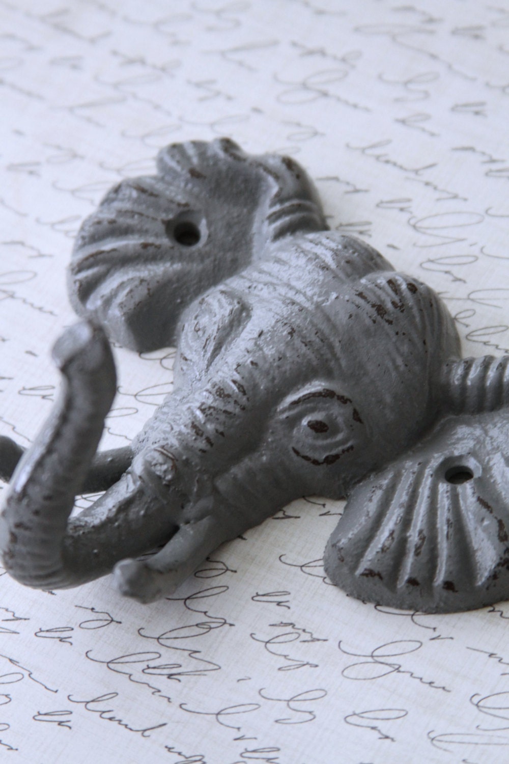 Elephant Wall Hooks Cast Iron Classic Gray Shabby Chic