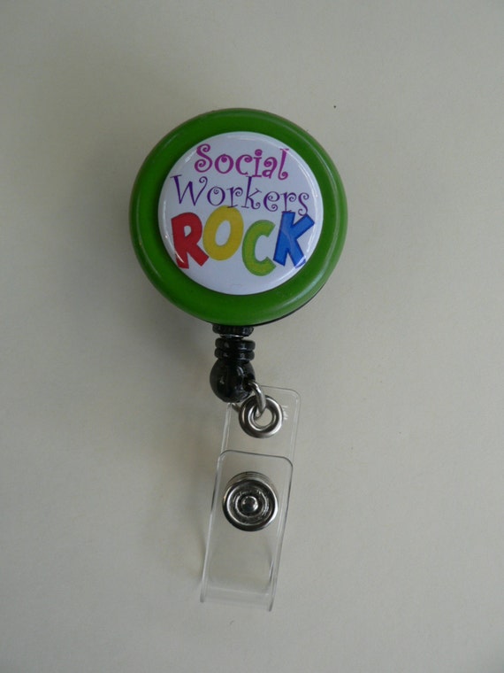 Badge Reel Retractable Slide Clip Social Worker Id By