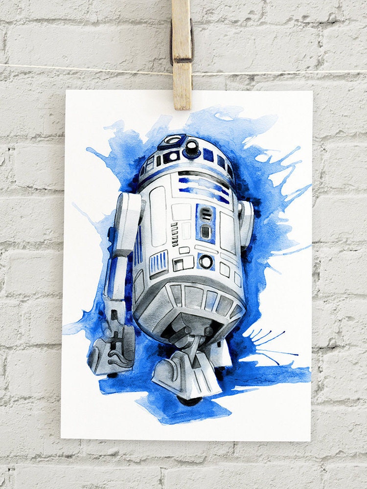 R2D2: 5x7 print star wars fan art by SamNagel on Etsy