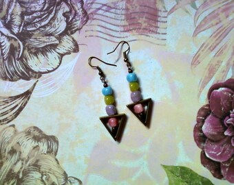 Pink, Lavender, Apple Green and Aqua Pastel Earrings (1827)