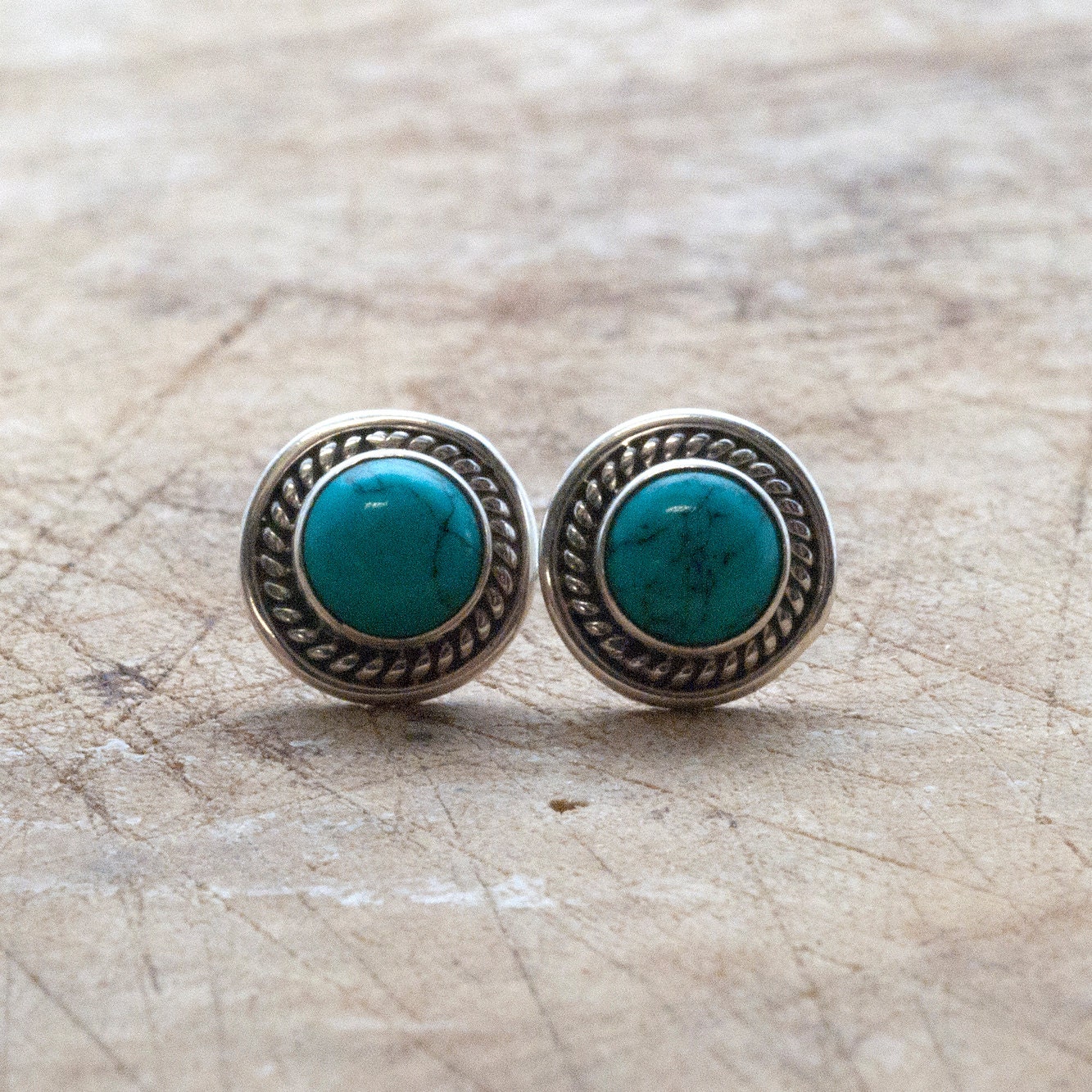 Turquoise Earrings Small Turquoise Stud Earrings by SunSanJewelry
