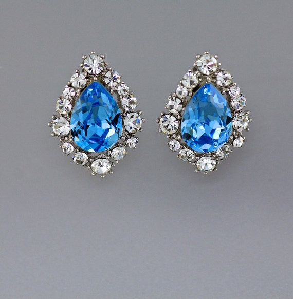 Sapphire Crystal Earrings Blue Crystal Earrings by JamJewels1