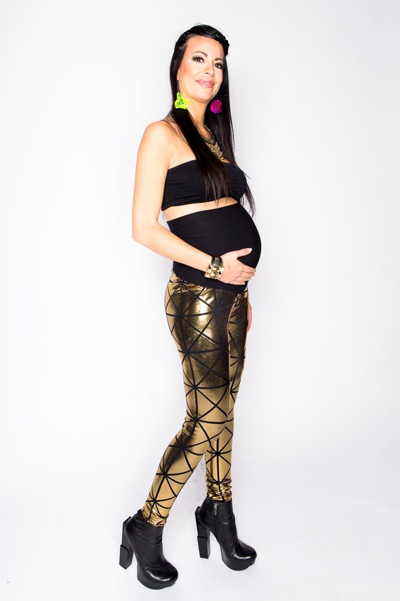 Gold Disco Maternity Leggings